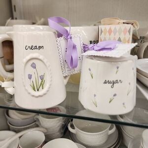 Rae Dunn Purple Dainty Floral Sugar and Cream Set